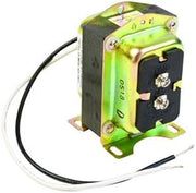 Honeywell 40VA transformer with green and black coil housing, mounting bracket, and white and black wire leads.