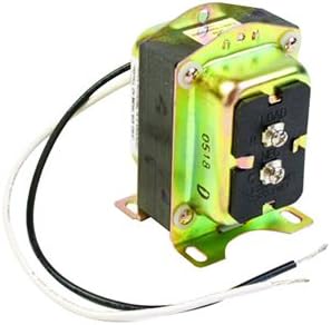 Honeywell 40VA transformer with green and black coil housing, mounting bracket, and white and black wire leads.