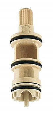 Grohe diverter cartridge with ribbed top stem, cream-colored body, black rubber seals, and notched base connection.