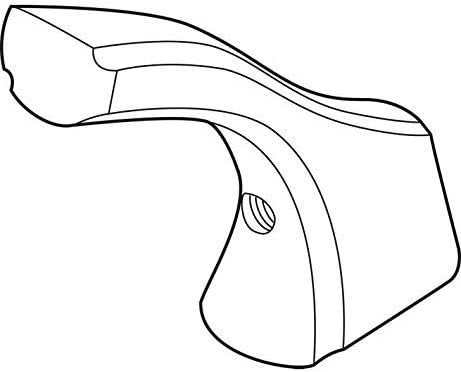 Stainless steel faucet blade handle with curved design and mounting hole.