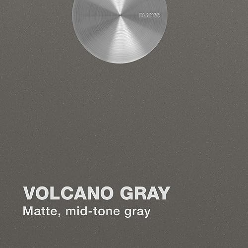 Volcano Gray matte finish sample with circular brushed metal reference swatch at top.
