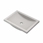 Rectangular ash-colored bathroom sink with curved basin and single drain hole, shown from above at an angle.