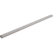 Stainless steel slide bar with mounting brackets at each end, angled view.