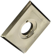 Stainless steel rectangular escutcheon plate with central circular opening and Delta branding.