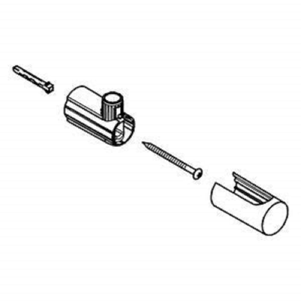 Chrome shower bar holder mounting kit with adjustable bracket, fastener, and screw components.