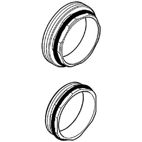 Chrome-finished metal fitting ring with grooved exterior and black rubber gasket insert.