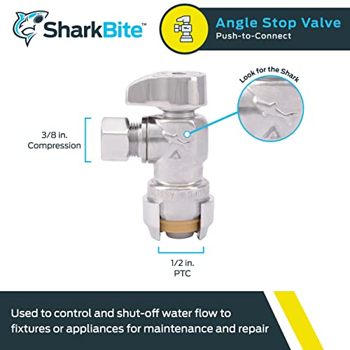 Sharkbite 1/2" x 3/8" Comp Angle Stop (Lead Free) - 23036-0000LF