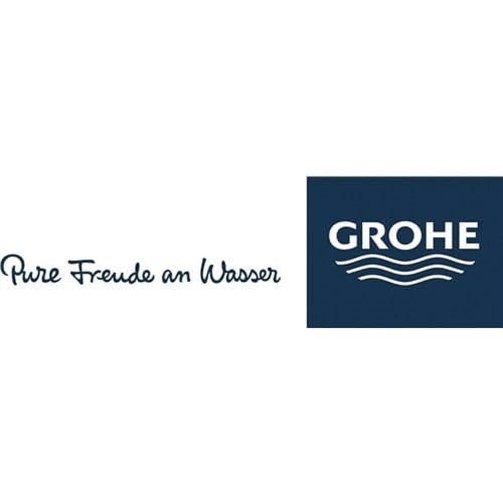 Grohe logo and "Pure Freude an Wasser" text on white background with navy blue banner.