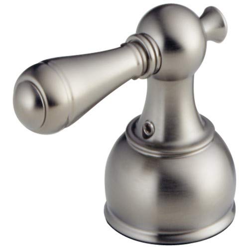 Stainless steel lever handle with bell-shaped base and mounting hardware visible.