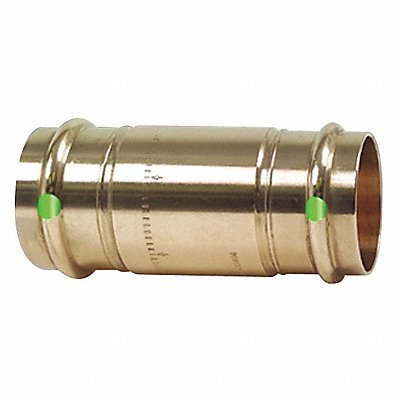 Bronze press check valve with two green indicator bands and press fittings on both ends.