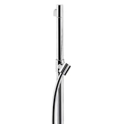 Chrome wallbar with vertical rail, adjustable sliding handshower holder, and wall-mounted support bracket.