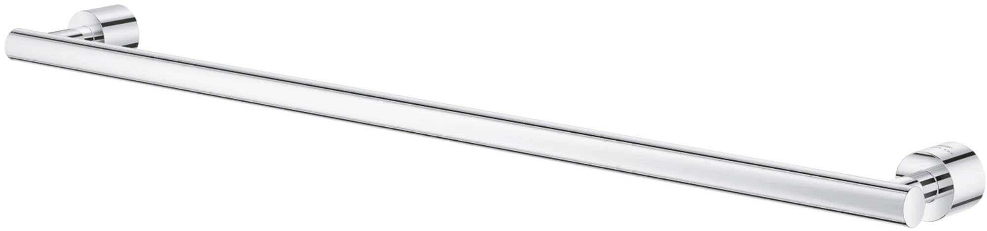 Chrome towel rail with square mounting brackets, 24 inches long.