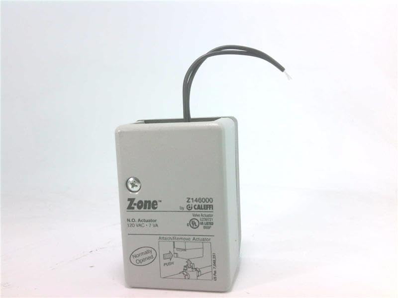 Caleffi Z-One Z146000 white plastic actuator with attached gray power cord and terminal screw.