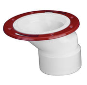 White plastic offset mounting block with red flange and angled cylindrical connector.
