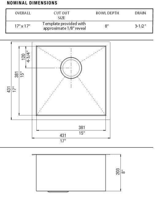 Blanco Bar R0 Stainless Steel Undermount Sink in Satin - 518168