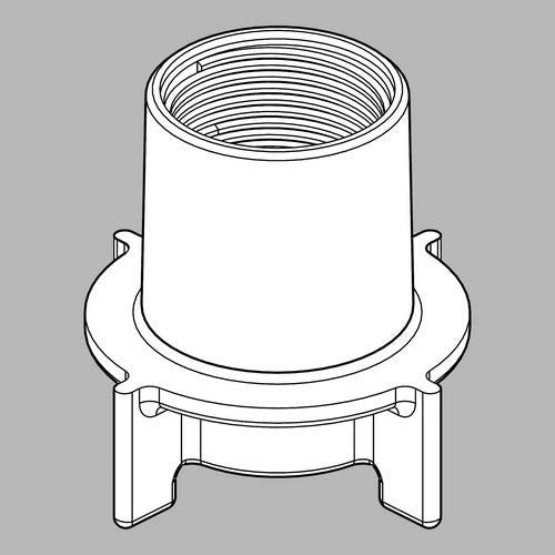 Cylindrical mounting ring with threaded opening and bracket base for tile installation.