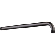 Venetian bronze shower arm with 90-degree elbow bend and threaded connection, 16 inches long.