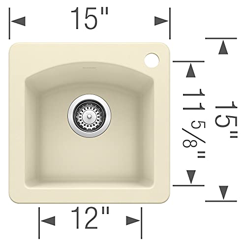 Blanco Diamond Drop-In or Undermount Bar Sink 15" x 15" in Biscuit - 440206