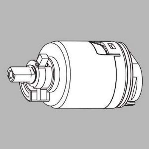 Peerless valve cartridge with cylindrical body and metal stem connector shown in technical line drawing.