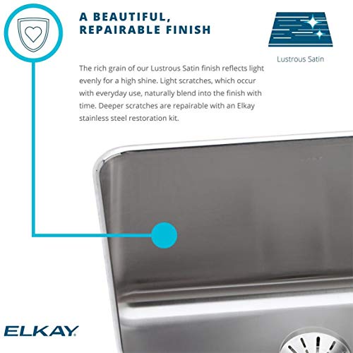 Stainless steel drop-in sink with single bowl and lustrous satin finish showing rounded rim detail.