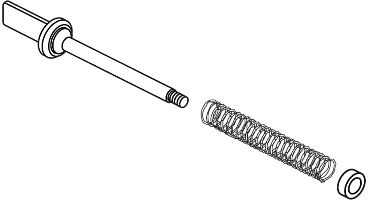 Chrome plated diverter assembly component with cylindrical valve body, internal spring mechanism, and threaded connection fit
