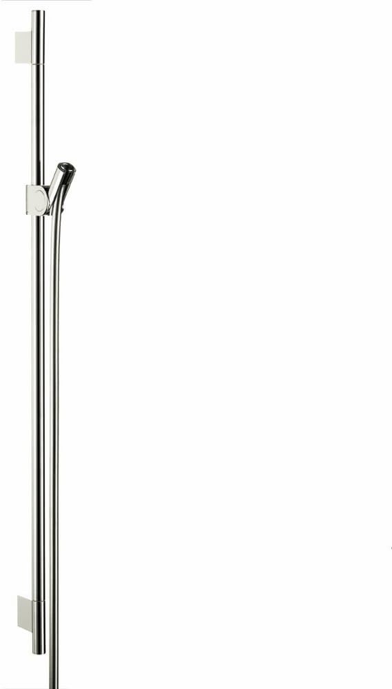 Polished nickel wallbar with vertical cylindrical rail, adjustable slider holder, and wall-mounted brackets.