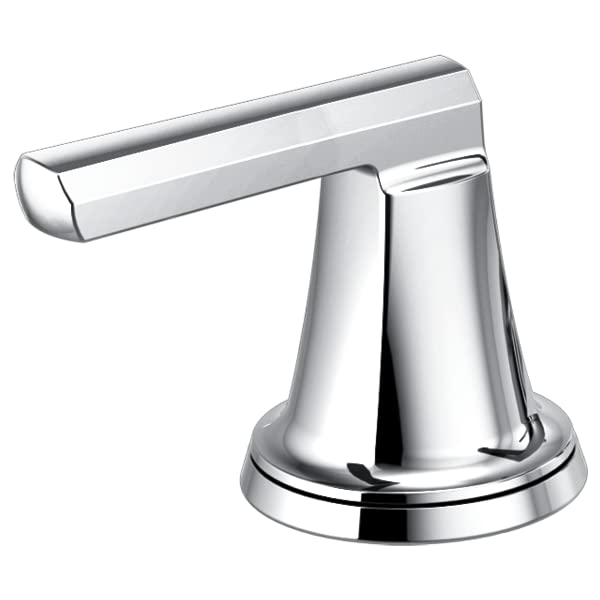 Chrome lever handle kit for Roman tub faucet with cylindrical base and horizontal spout.