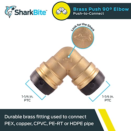 Sharkbite 1-1/4 in. Push-to Connect Brass 90-Degree Elbow Fitting - UXL0235
