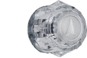 Clear acrylic knob handle with triangular center design and textured grip surface.