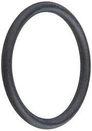 Black rubber O-ring with smooth surface, viewed from above against white background.