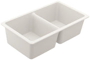 Moen Host White Granite 33 Inch Wide x 9.5 Inch Deep Undermount Double Bowl Kitchen Sink in White - GGW4012B