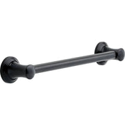 18-inch Venetian bronze grab bar with cylindrical rod and round mounting flanges on white background.