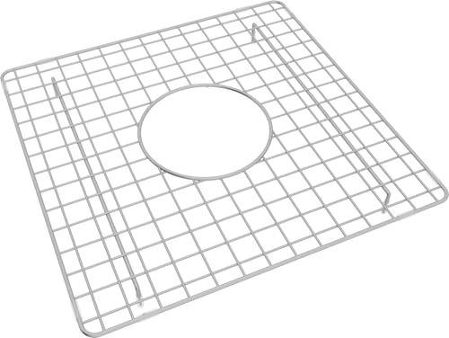 Stainless steel wire sink grid with square mesh pattern and center drain opening for RC1818 sink.