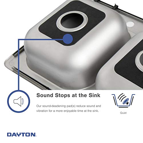 Stainless steel undermount sink bowl with sound-dampening pad attached to underside.