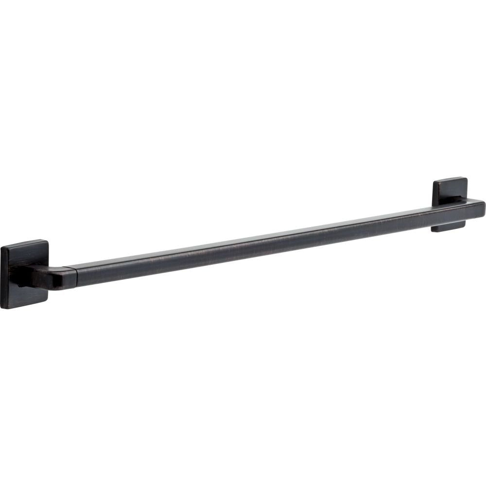Black angular grab bar with square mounting plates on each end.