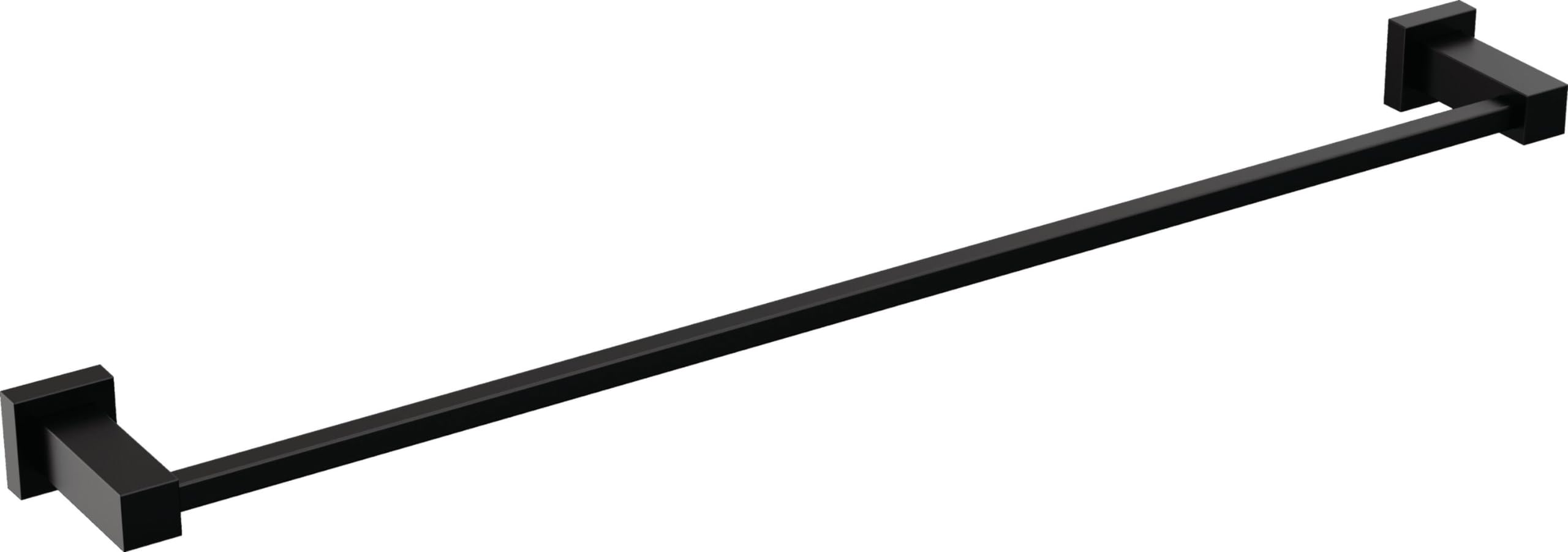 Matte black towel bar with square mounting brackets at each end.