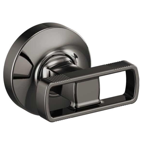 Chrome wall-mount tub filler handle with rectangular lever grip and circular escutcheon plate.