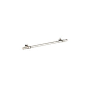 Polished nickel towel bar with cylindrical rod and two wall-mounted brackets.