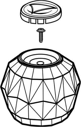 Clear knob handle with screw fastener and geometric base component for Delta H31 faucet.