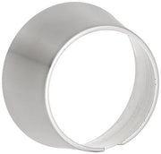 Circular stainless steel escutcheon with curved design and central open ring in Arctic finish.