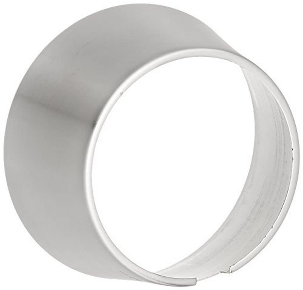 Circular stainless steel escutcheon with curved design and central open ring in Arctic finish.