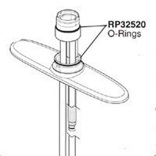 Two rubber o-rings for Delta Waterfall faucet cartridge assembly shown in technical diagram.