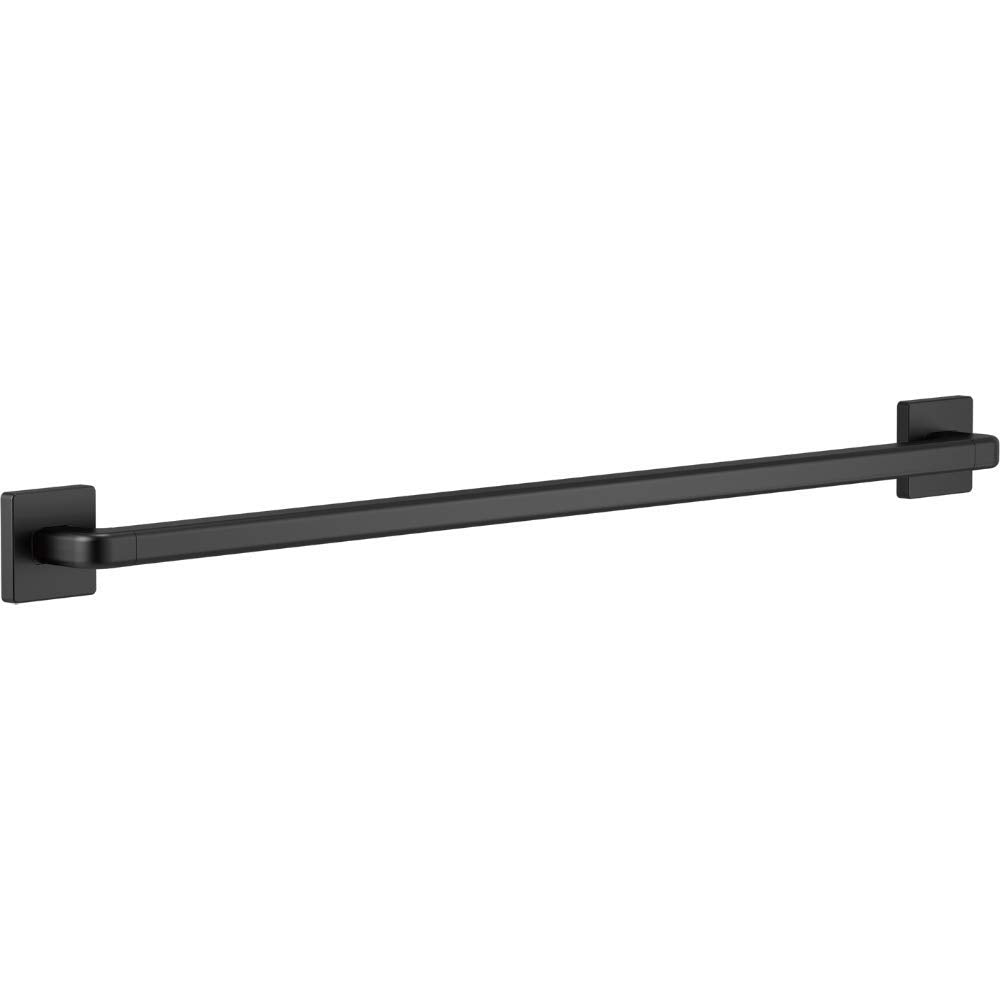 Matte black angular grab bar with square mounting brackets on each end.