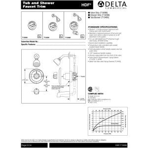 Commercial HDF T13490 Monitor 13 Series Tub and Shower Trim - Single Handle Blade: Chrome