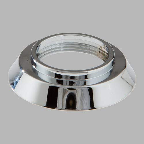 Chrome finish escutcheon with polished metal collar and circular mounting ring.
