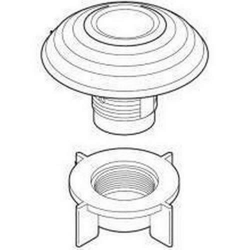 Stainless steel spray support assembly with concentric ring design and threaded connector, shown assembled and disassembled.