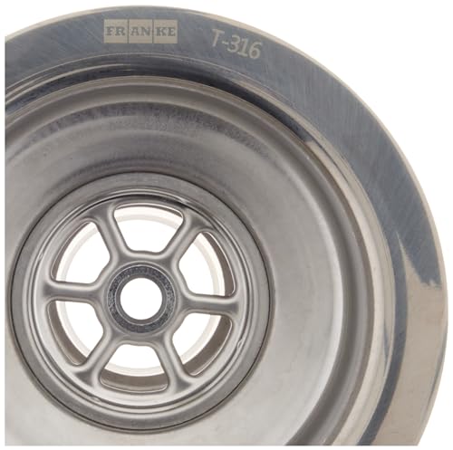 Stainless steel basket strainer with perforated drain holes and curved rim for kitchen sink installation.