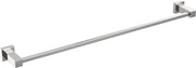 Chrome towel bar with square mounting brackets on each end, 24 inches long.