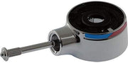 Stainless steel lever handle kit with chrome finish, black and colored accent ring, and mounting hardware.