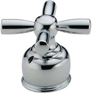 Chrome metal cross handle kit with transfer valve for Delta faucet in polished finish.